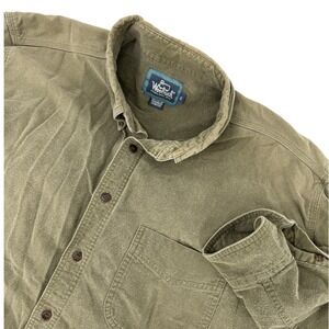 Vintage Woolrich Chamois Shirt XL Green Long Sleeve Button Up Mens Workwear